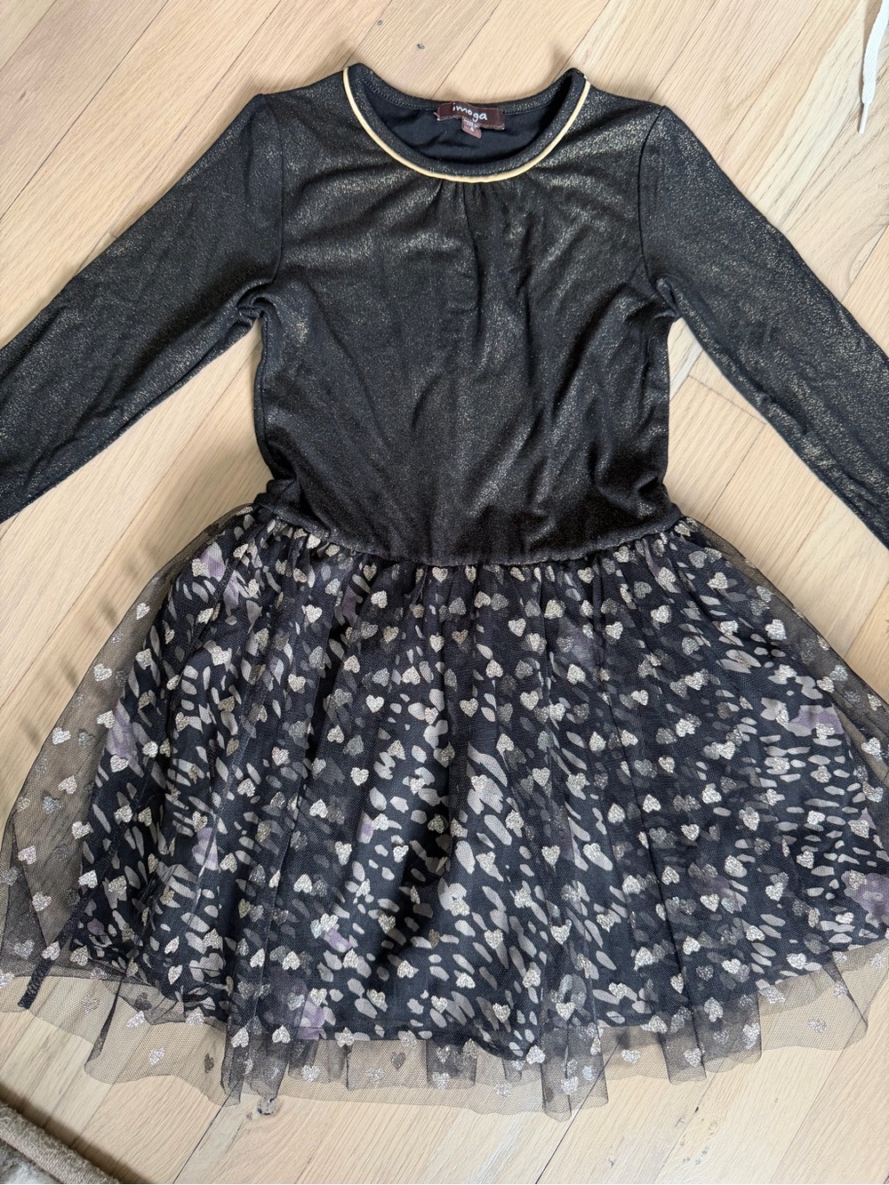 Imoga shimmer black gold dress size 4